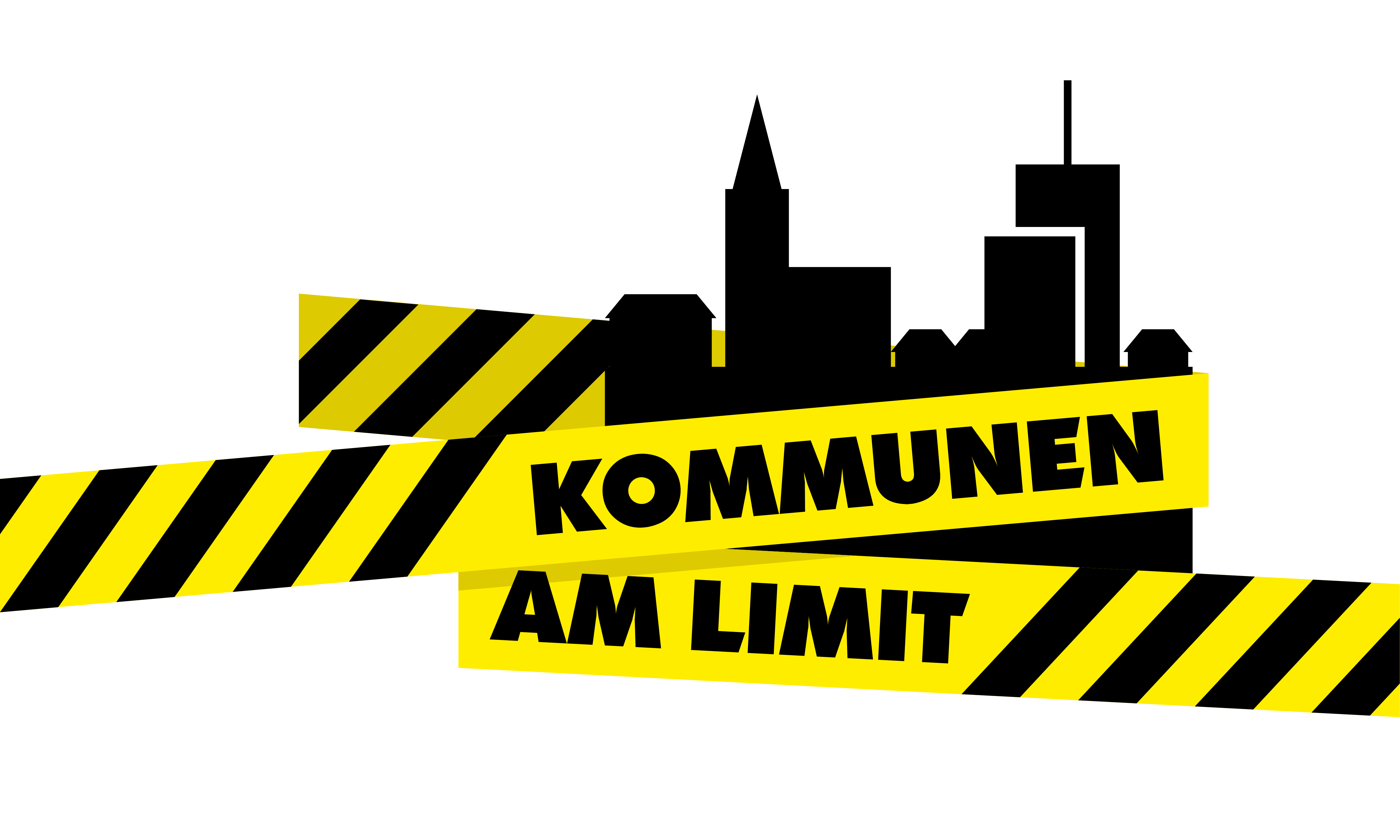 Kommunen am Limit Schriftzug mit Silhouette einer Stadt