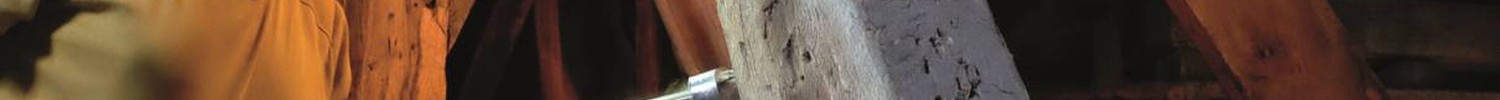 Ein Bauforscher entnimmt an einem mittelalterlichen Dachstuhl eine Probe für eine dendochronische Untersuchung.