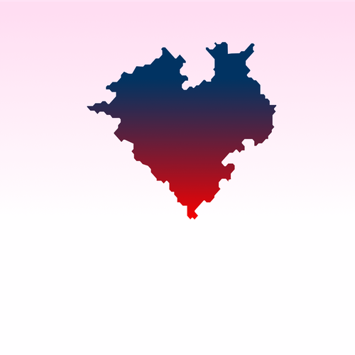 Westfalenkarte mit rot-blauem Verlauf