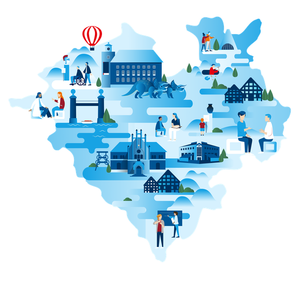 Stylized map of Westphalia-Lippe