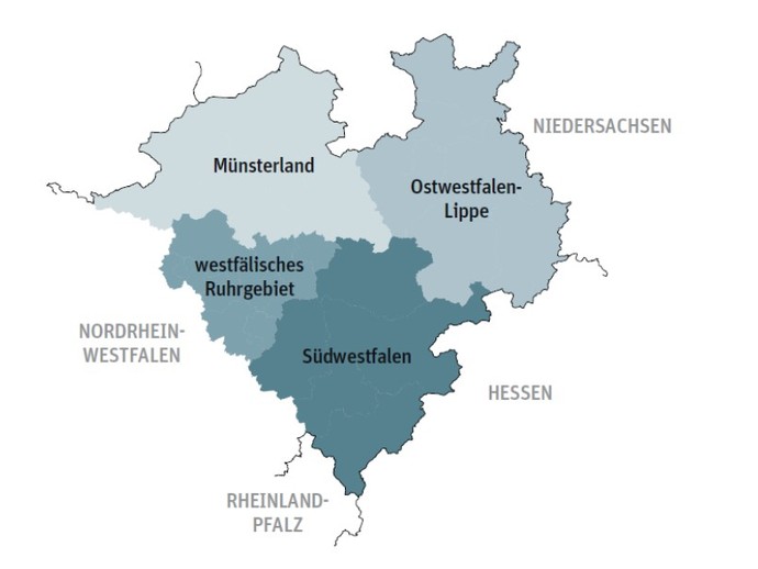 Geografische Westfalenkarte (vergrößerte Bildansicht wird geöffnet)