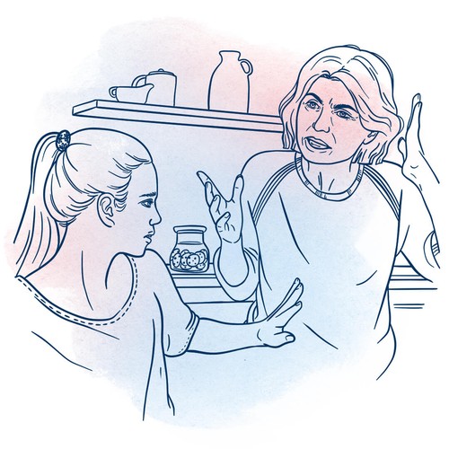 Illustration einer Streitszene zwischen Mutter und Tochter